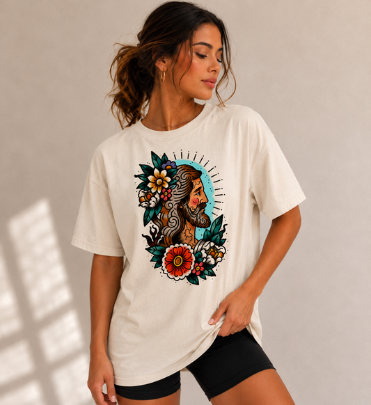 Traditional Style Jesus Tattoo Streetwear Shirt
