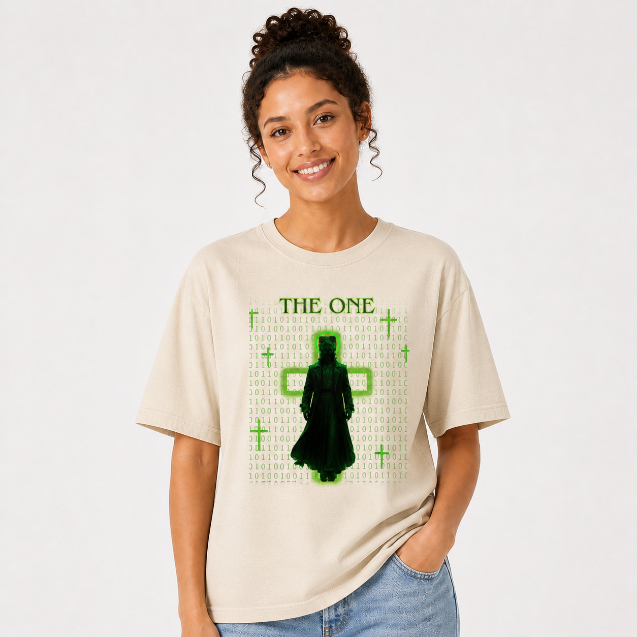 Christian T-Shirt Sci Fi 90s Nostalgia Themed Jesus the Chosen One