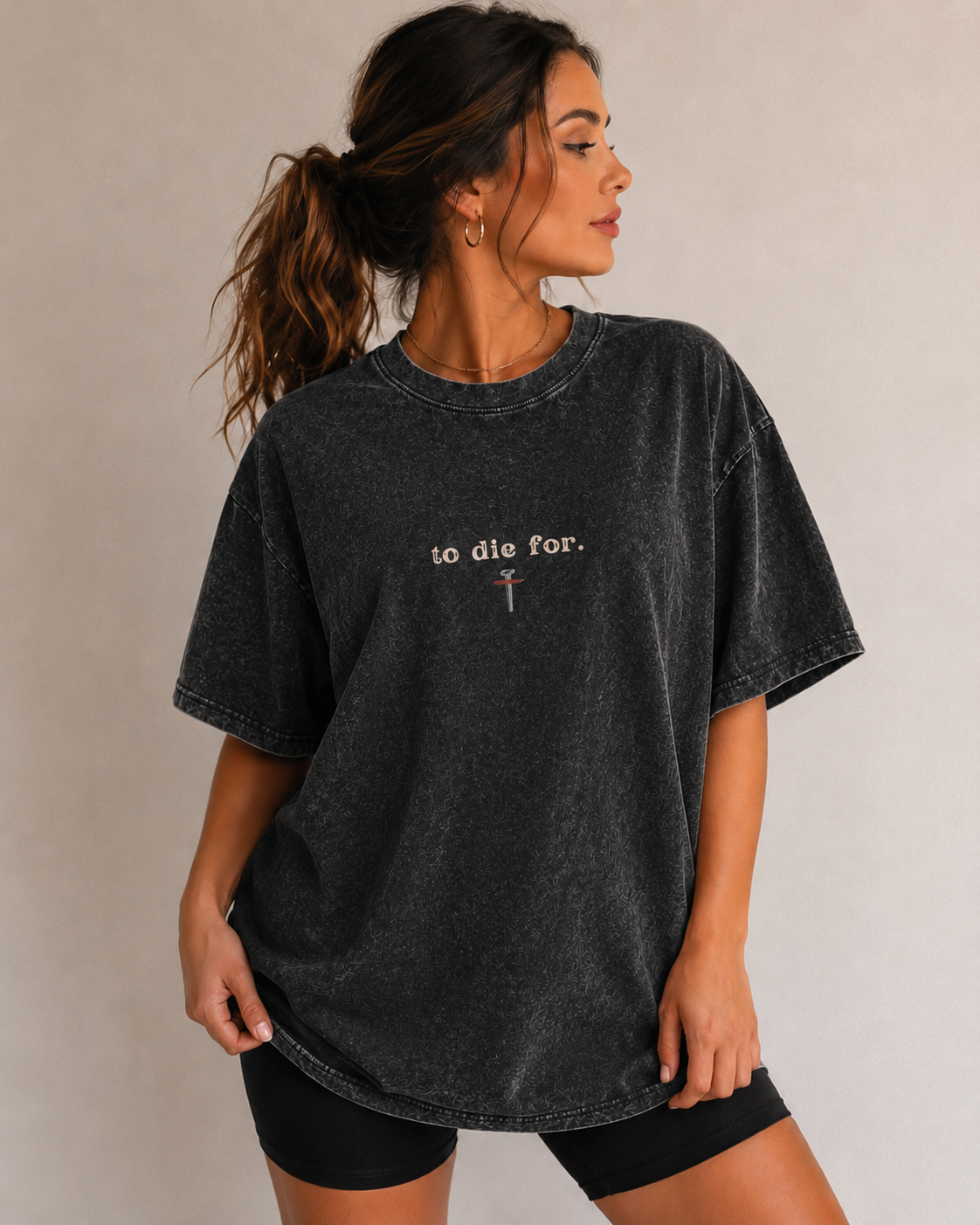 To Die For Blood Cross Vintage Colors Unisex Oversized Christian Shirt