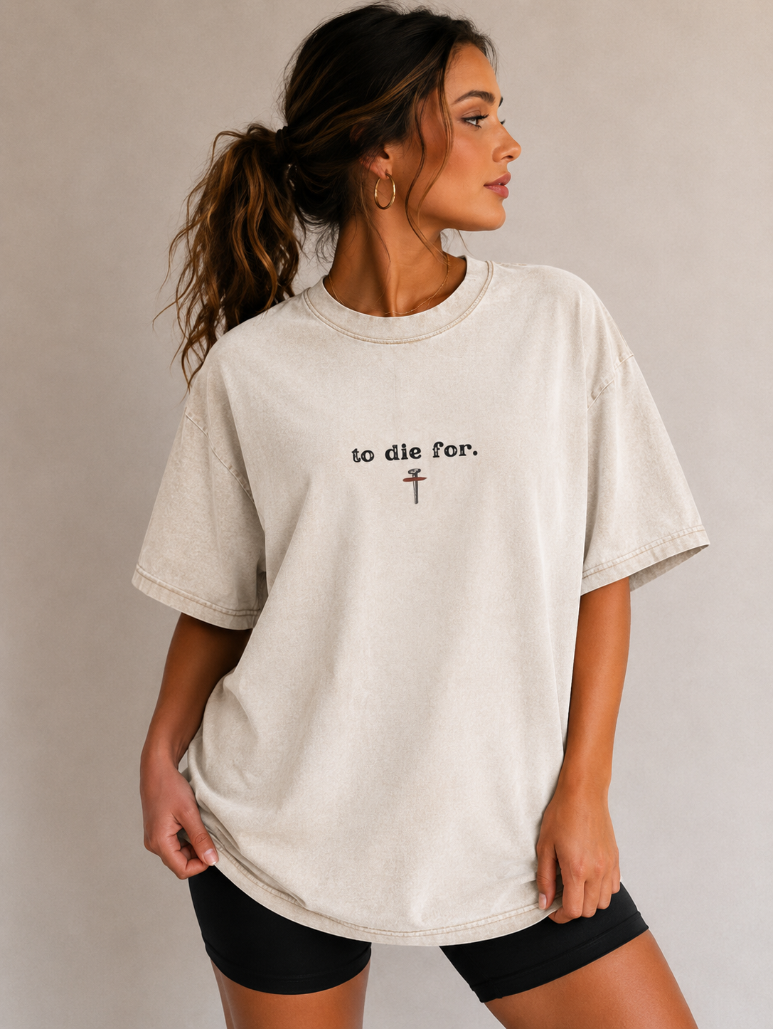 To Die For Blood Cross Vintage Colors Unisex Oversized Christian Shirt