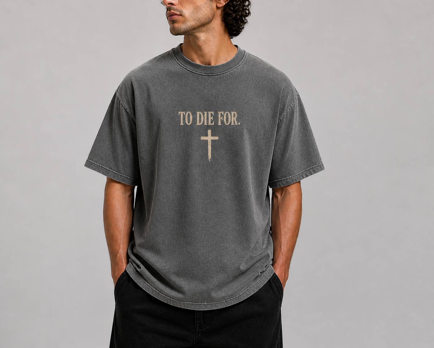 To Die For Full Color Christian Jesus Died for Me Vintage Washed Top Unisex Fit