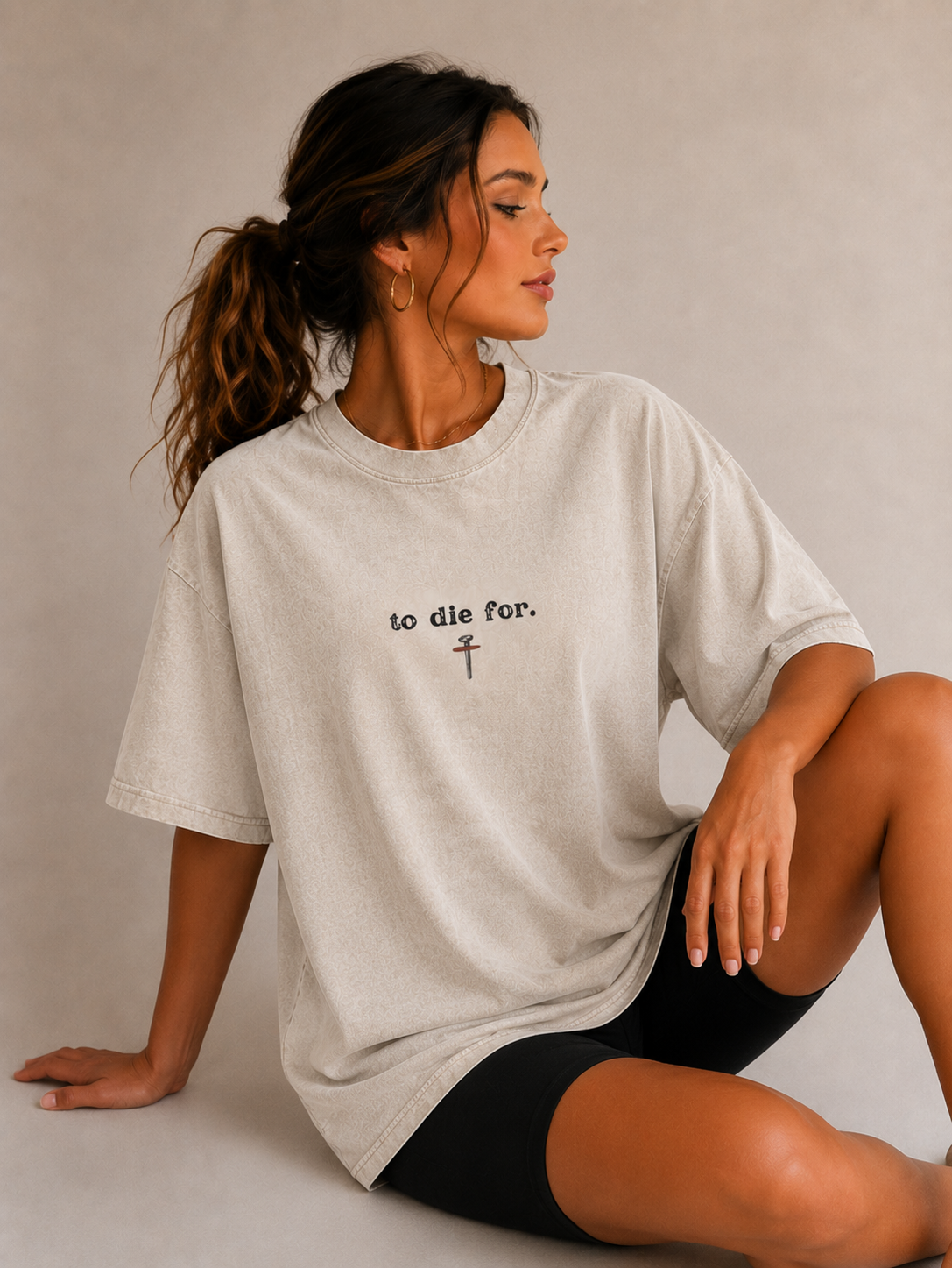 To Die For Blood Cross Vintage Colors Unisex Oversized Christian Shirt