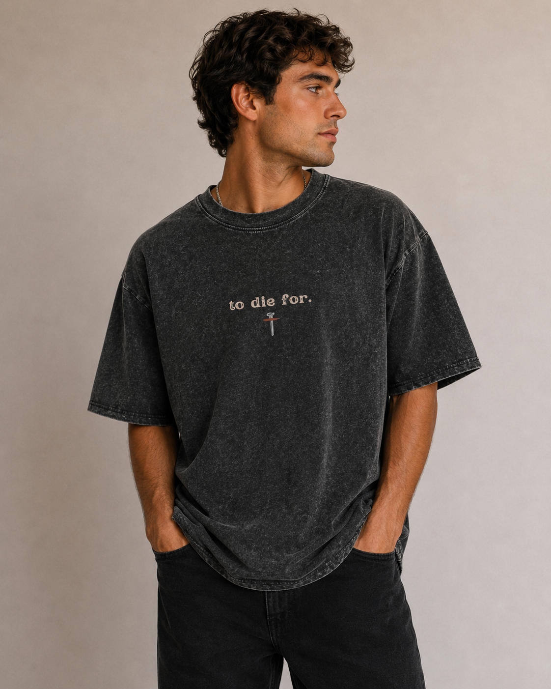 To Die For Blood Cross Vintage Colors Unisex Oversized Christian Shirt