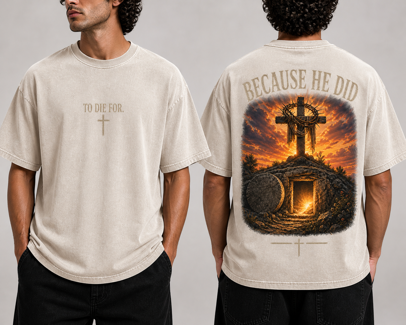 To Die For Full Color Christian Jesus Died for Me Vintage Washed Top Unisex Fit
