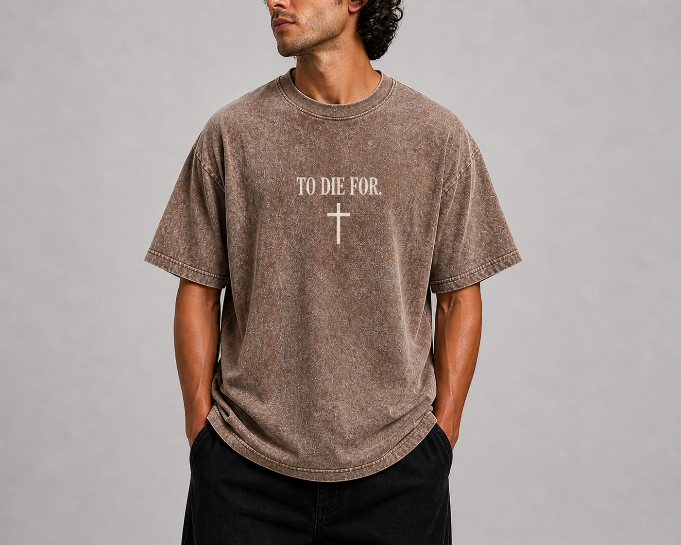 To Die For Full Color Christian Jesus Died for Me Vintage Washed Top Unisex Fit