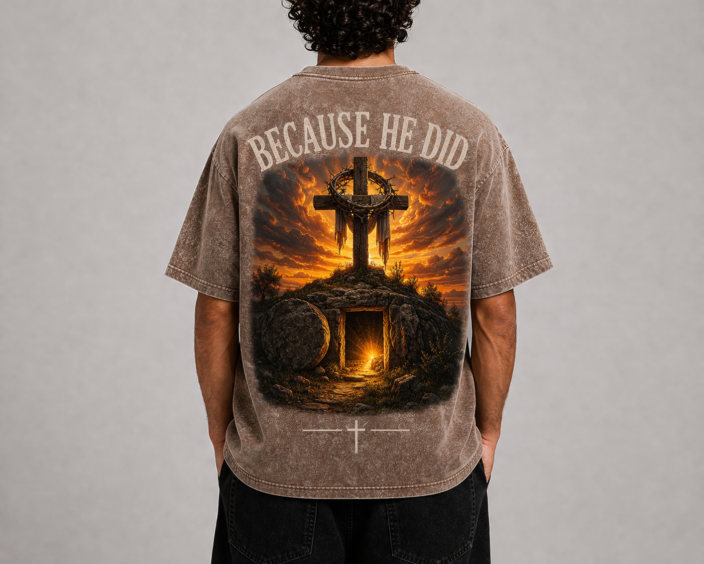 To Die For Full Color Christian Jesus Died for Me Vintage Washed Top Unisex Fit