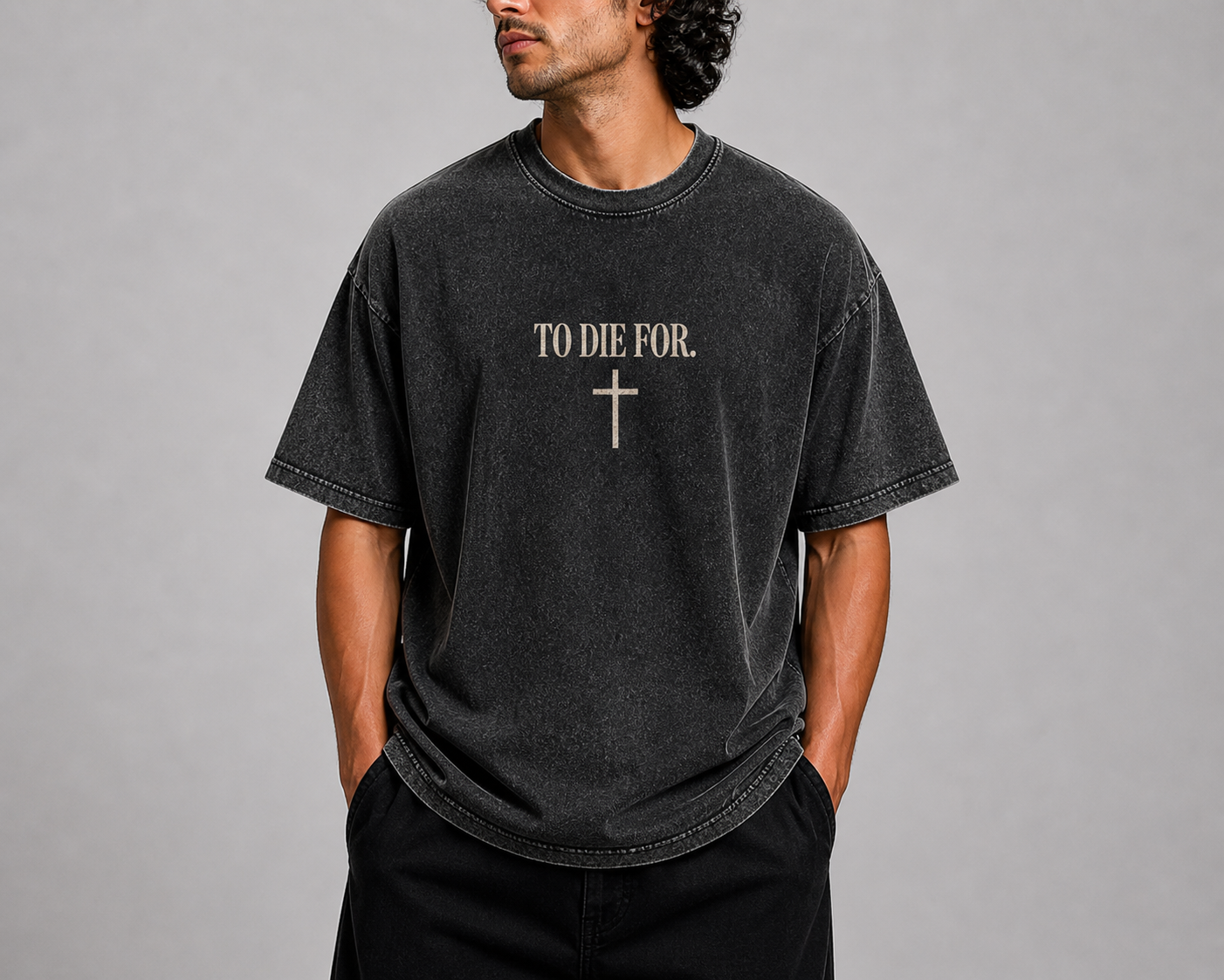To Die For Full Color Christian Jesus Died for Me Vintage Washed Top Unisex Fit